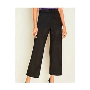 Ann Taylor Faux Suede Wide Leg Black Pants Size 0